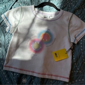 Smiley® White Short-Sleeve Tee with Rainbow Smiley Graphic